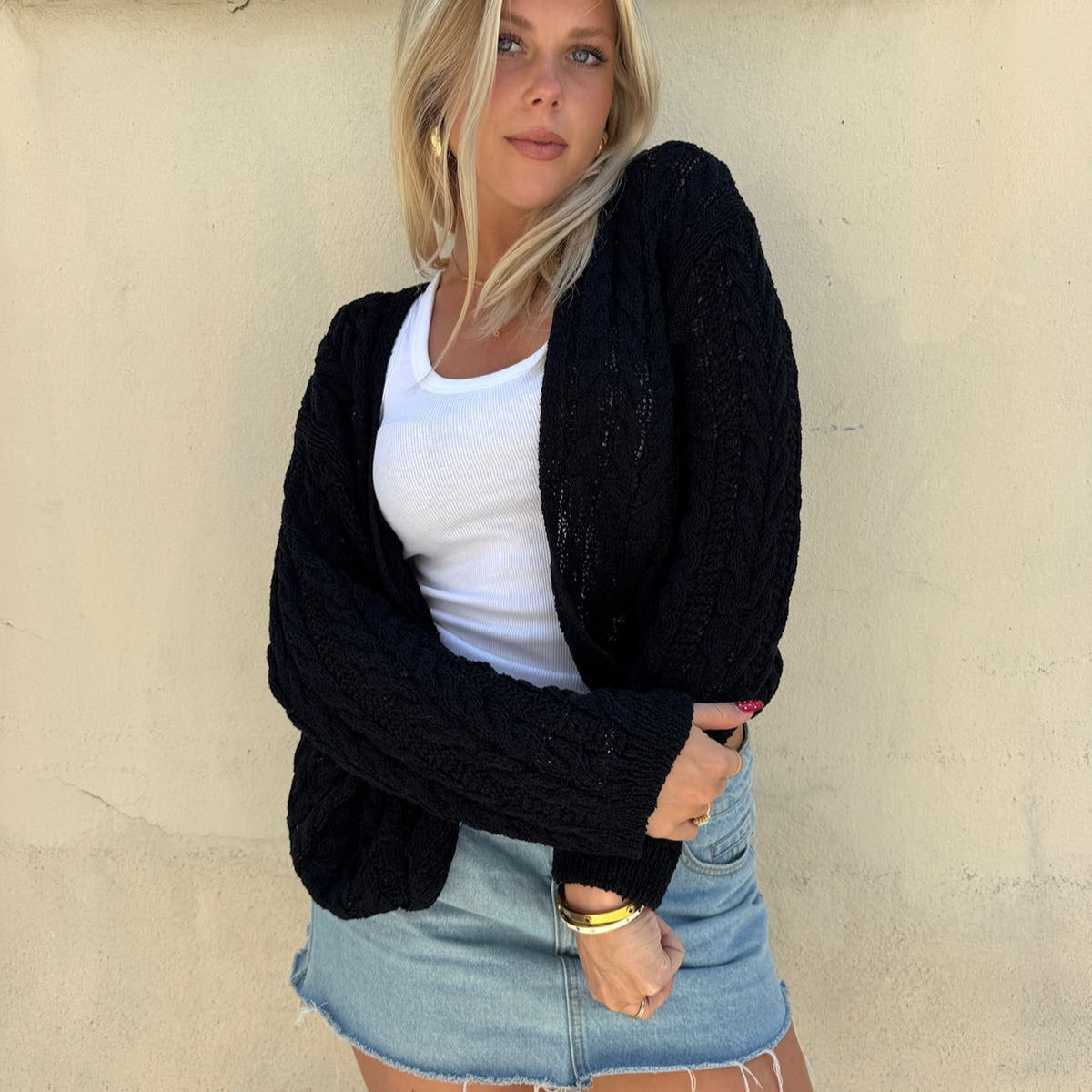 V-neck Hemp Pattern Design Loose Casual Long Sleeves